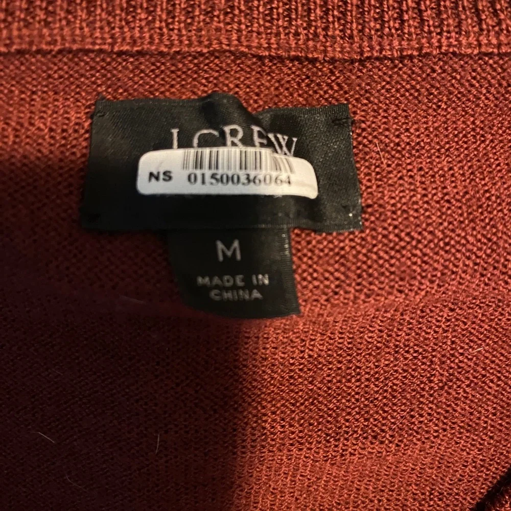 J Crew Men's 100% Merino Wool Burnt Orange V-Neck Sweater Size Medium